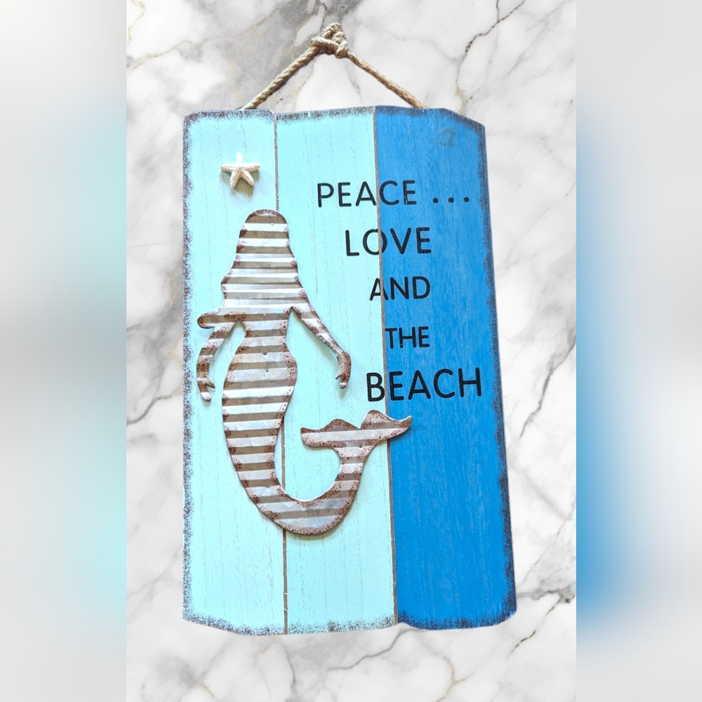 "Peace Love and the Beach Mermaid Wall Decor